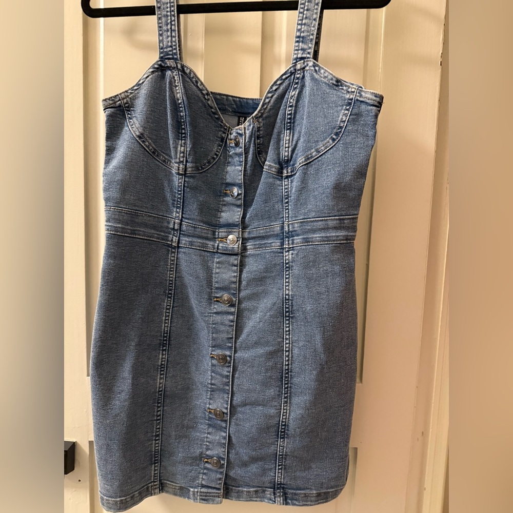 Sleeveless Denim Button-Down Dress